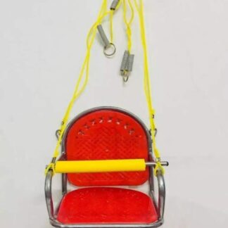 Metal Safety Swing for Kids with Red Seat & Yellow Bar