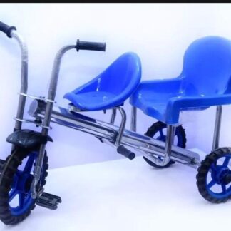 Blue Double Seat Tricycle for Kids with Chrome Frame