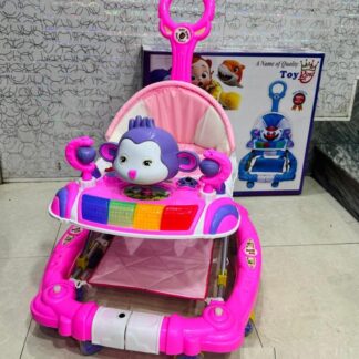 Pink Baby Walker with Monkey Design for Kids