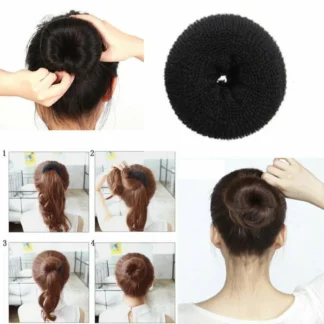 Black Synthetic Hair Buns for Women - 6 Pack, Medium Length, Durable & Stylish