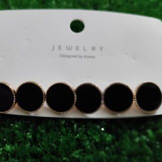 Black Metal Stud Earrings for Women Partywear Gold Edge