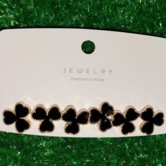 Black Gold Four Leaf Clover Stud Earrings for Women