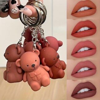 Premium Quality Teddy Bear Keychain Lip Gloss Nude Shades