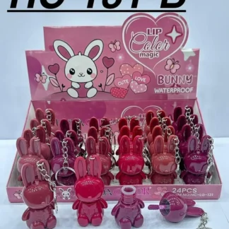 Bunny Lip Gloss Pack of 6 Keychain Style Multicolor