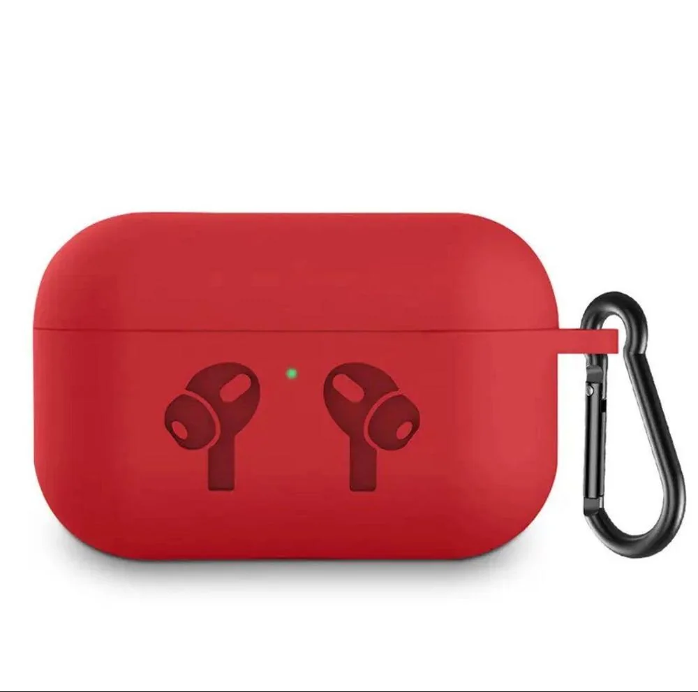 Red Silicone AirPods Case with Carabiner Hook - Image 3