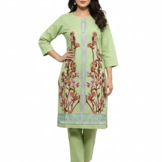 Green Lawn 2-Piece Embroidered Set for Women