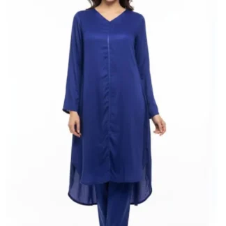 Blue Lawn Kurta Set with Trouser for Women