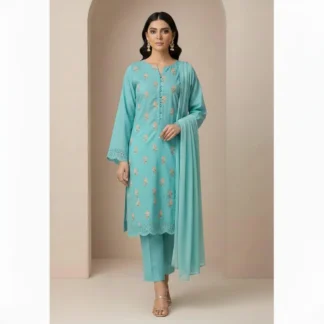 Stylish Embroidered Lawn Suit Blue for Eid & Weddings