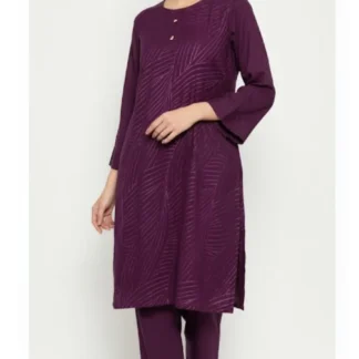 Purple Embroidered Kurta Set for Women