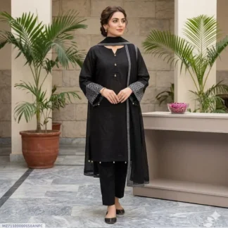 1 Pc Women's Stitched Lawn Plain Shirt