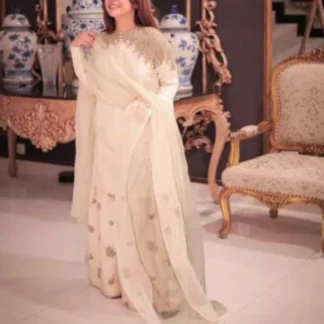 Embroidered Linen Suit Set - 3 Pcs with Chiffon Dupatta for Women