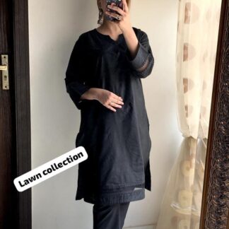 Women Black Lawn V-Neck Suit 40x38"