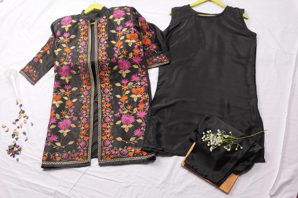 Stitched Gown Suit Shamoz Silk 3-Piece Set - Image 3