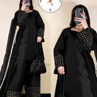 Black Gold Shamoz Silk 4-Piece Suit Set for Women