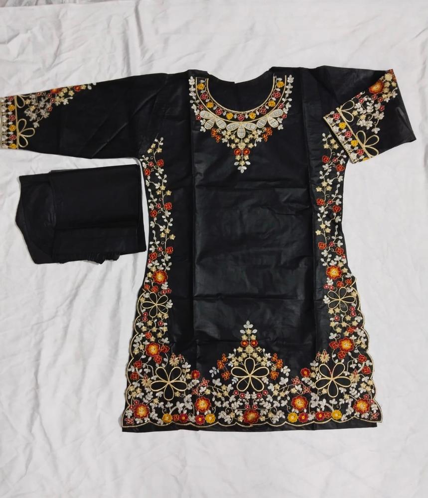 Black Cotton Lawn 2-Piece Embroidered Set for Women