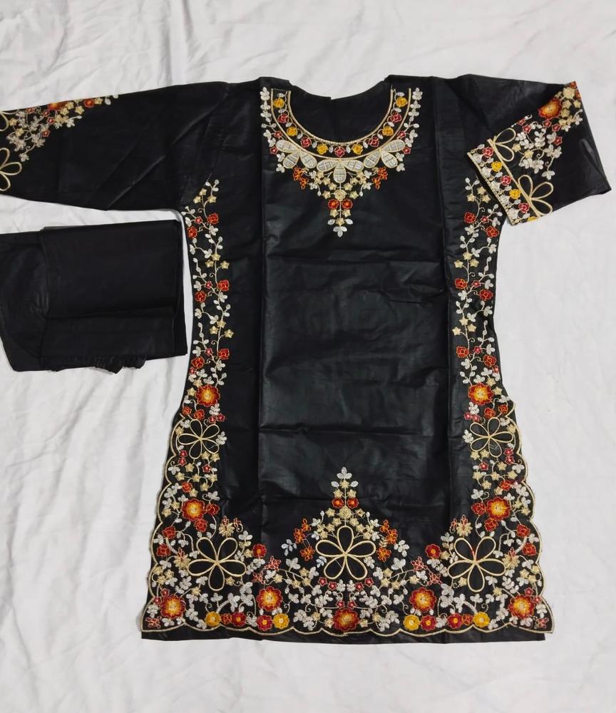 Black Cotton Lawn 2-Piece Embroidered Set for Women - Image 4