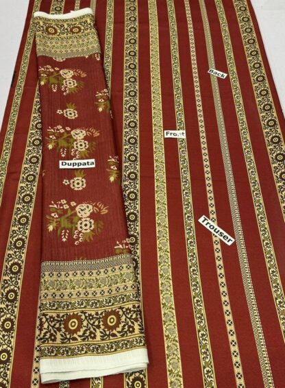 Brown Karandi Printed 3-Piece Winter