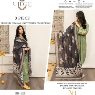 Premium Dhanak 3 Piece Unstitched Suit Navy Green