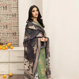 3-Piece Embroidered Lawn Suit for Women Eid Wedding Party Wear