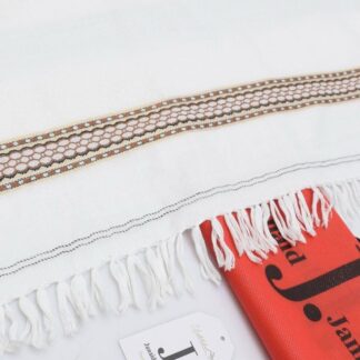 White Embroidered Wool Shawl for Women Winter Warmth