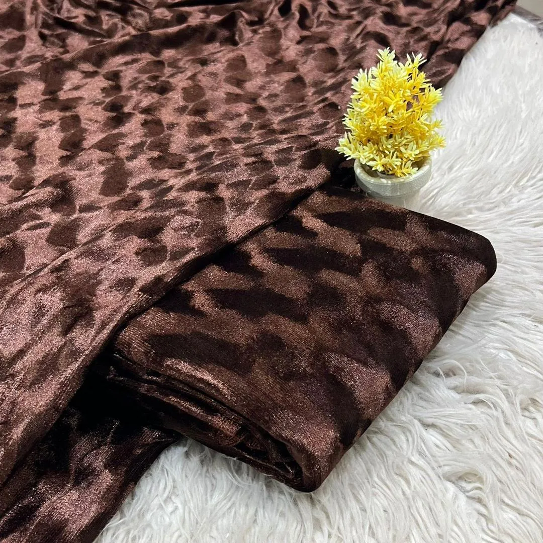 Luxury Velvet Suit Brown Sequin Pattern for Women