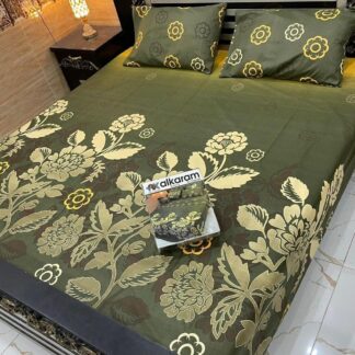 Green Floral Bedsheet Set Double Bed Cotton Salonica