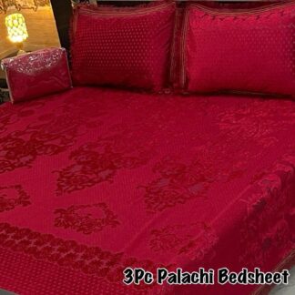 Palachi Embossed Double Bedsheet Set Red 3-Piece