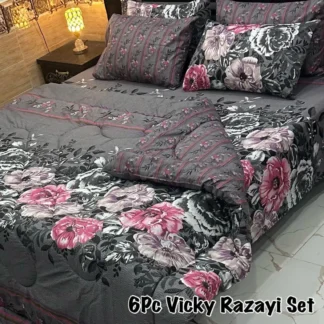 6 Pcs Cotton Salonica Printed Razai Set