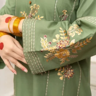 Green Lawn 3-Piece Embroidered Suit for Women