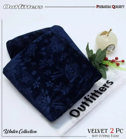 Velvet Floral Suit Navy Blue