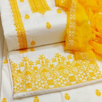Yellow Embroidered Lawn 3-Piece Suit for Women