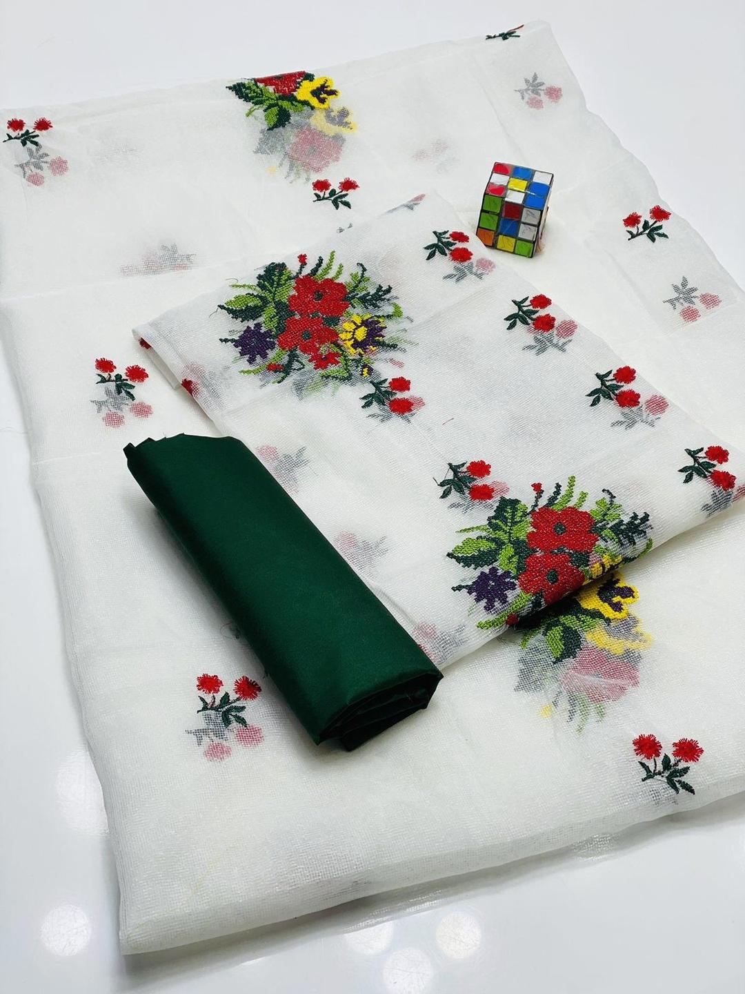 3-Piece Embroidered Khaadi Net Suit White Floral - Image 2