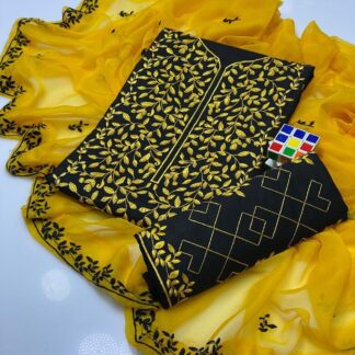 Black Embroidered 3-Piece Suit for Bakra Eid