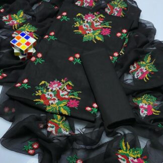 Black Chikankari Embroidered 3-Piece Suit for Bakra Eid