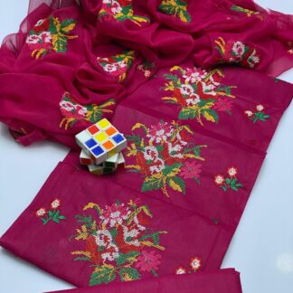 Pink Chikankari Embroidered 3-Piece Suit for Bakra Eid