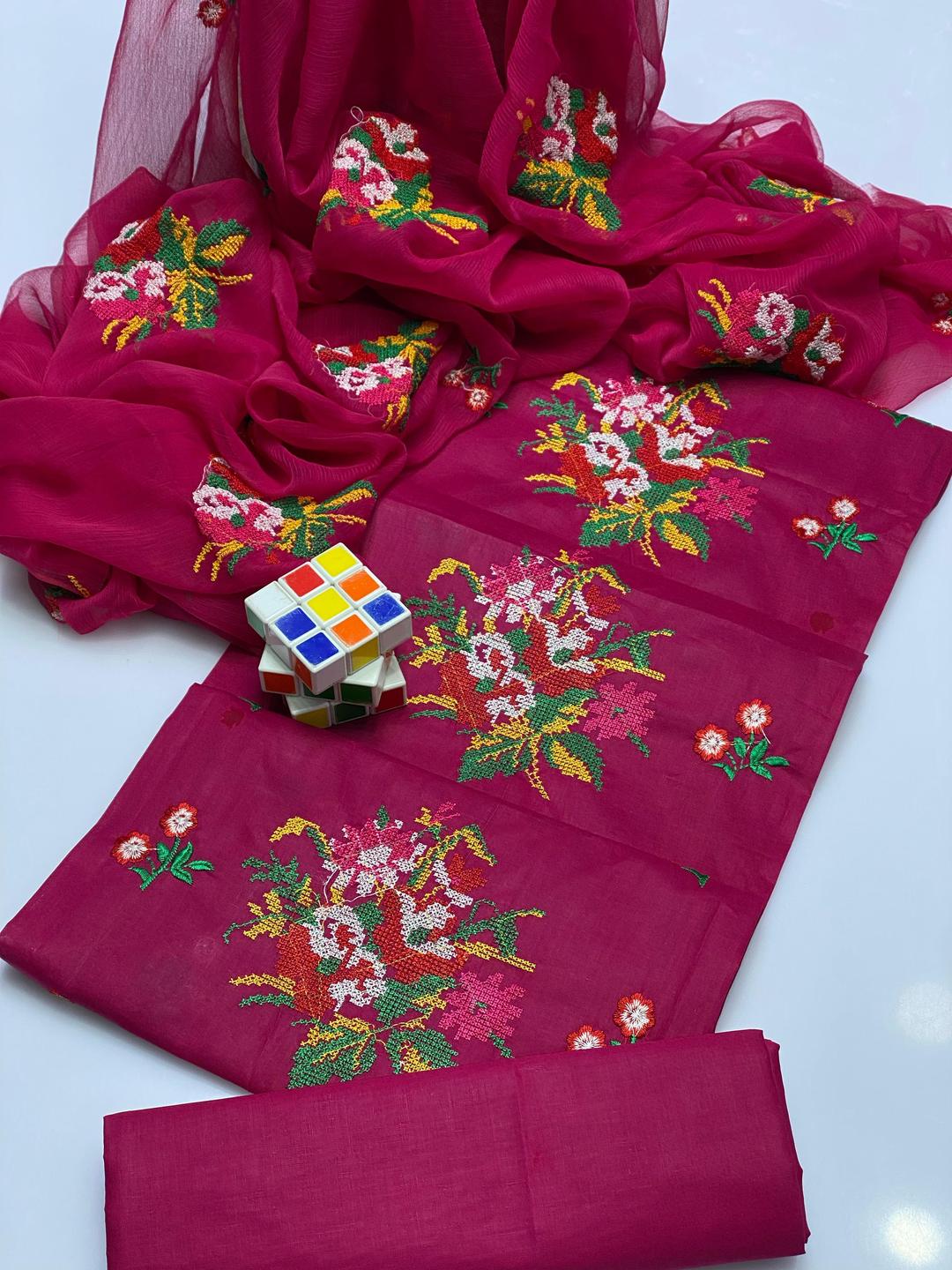 Pink Chikankari Embroidered 3-Piece Suit for Bakra Eid