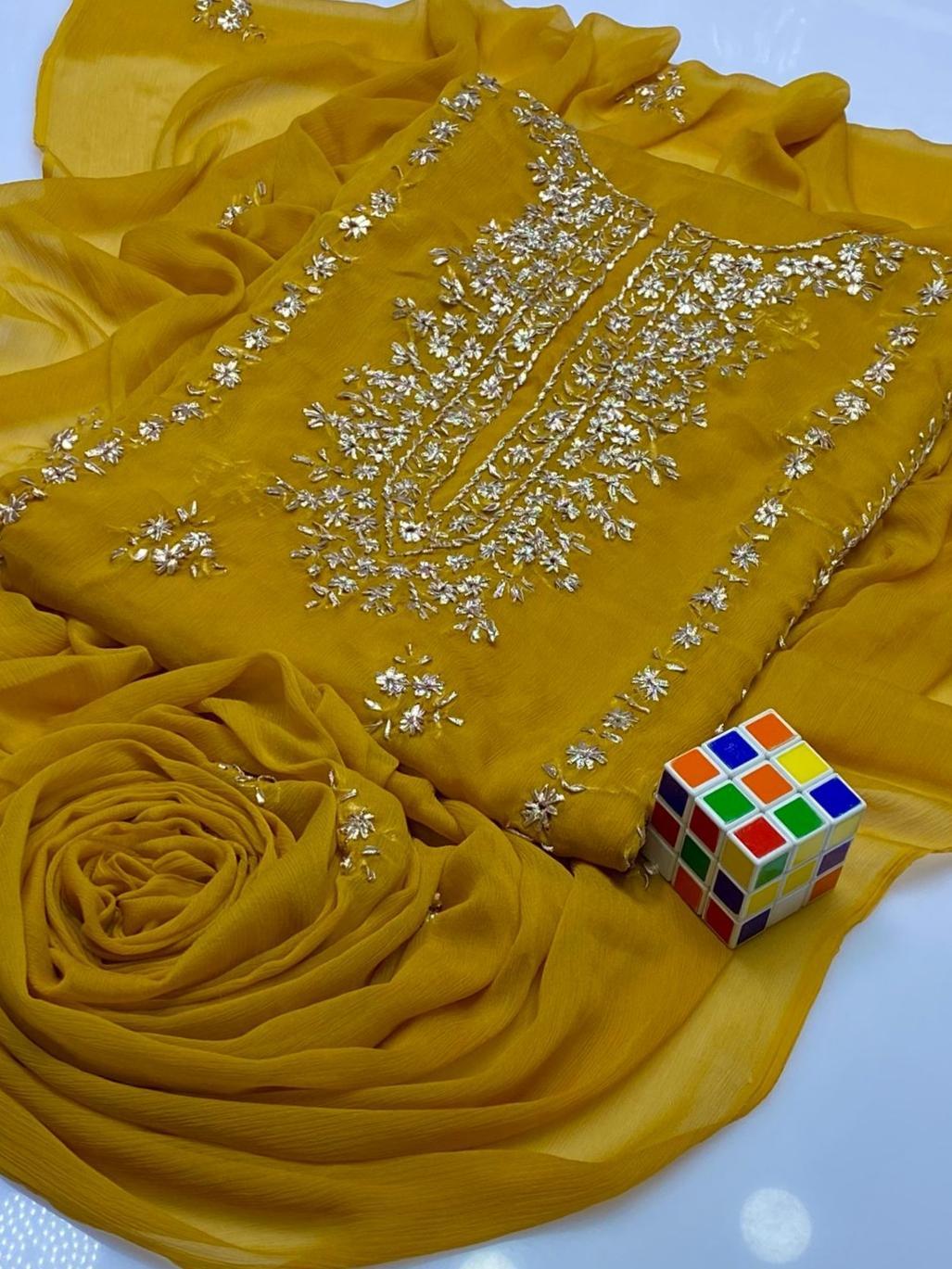 Hand Embroidered Chiffon Suit for Bakra Eid Winter Wear - Image 2