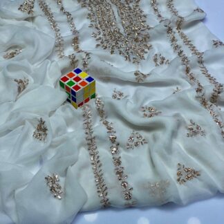 Unstitched Chiffon Hand Embroidered Suit for Women Winter Bakra Eid