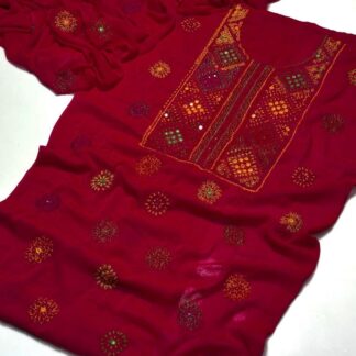 Maroon Sheesha Work Chiffon Suit for Women
