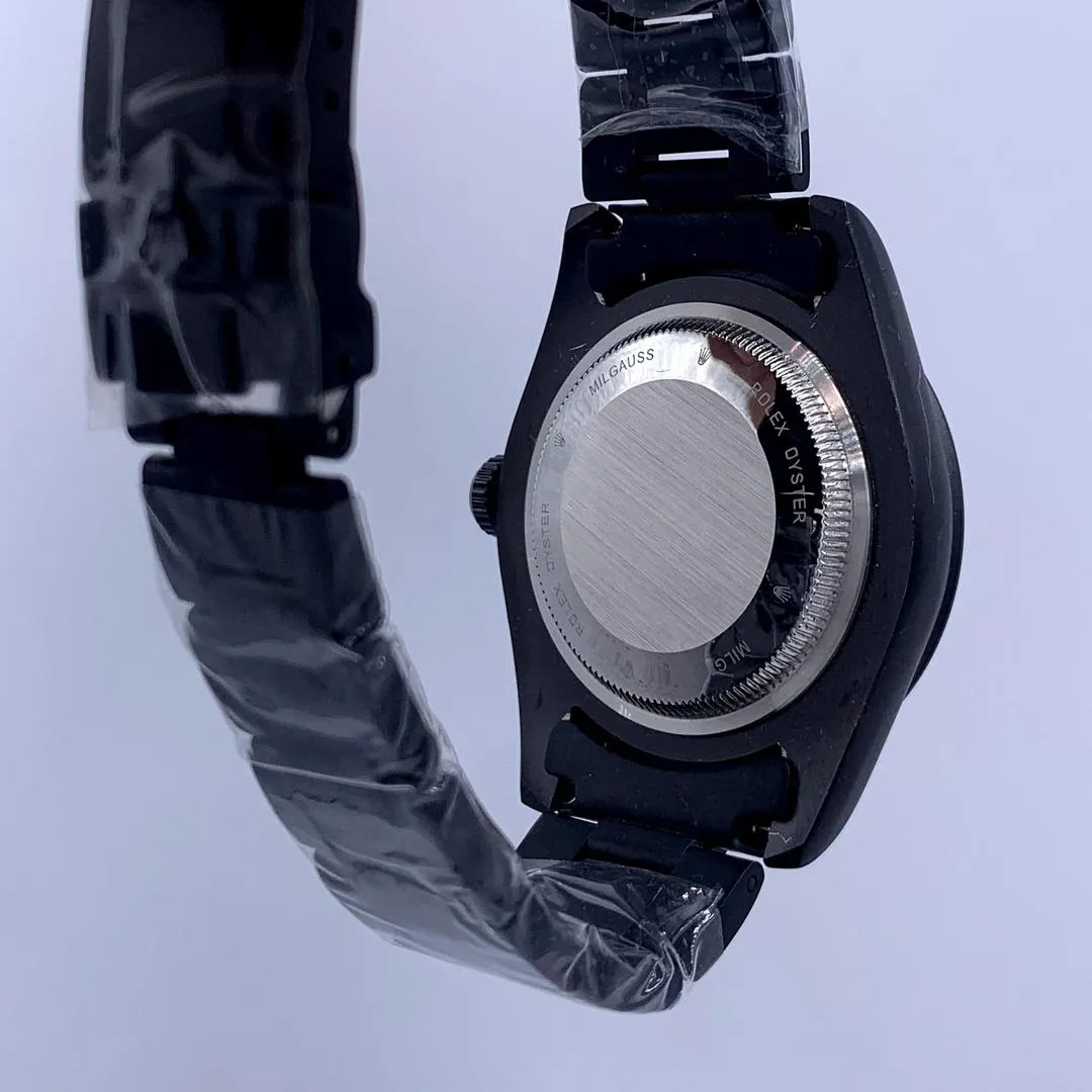 Men's Black Matte Steel Luxury Watch with Open Heart Window - Image 3