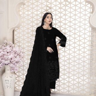 Black Chikankari Dhanak Suit Set for Women