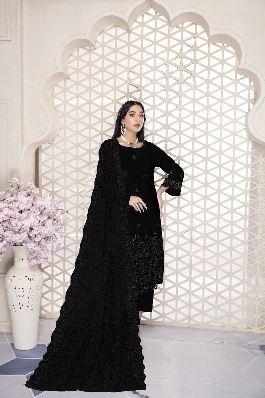 Black Chikankari Dhanak Suit Set for Women