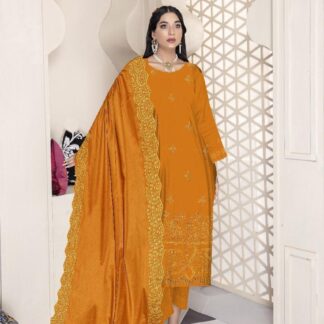 Golden Dhanak Chikankari Suit Set for Men