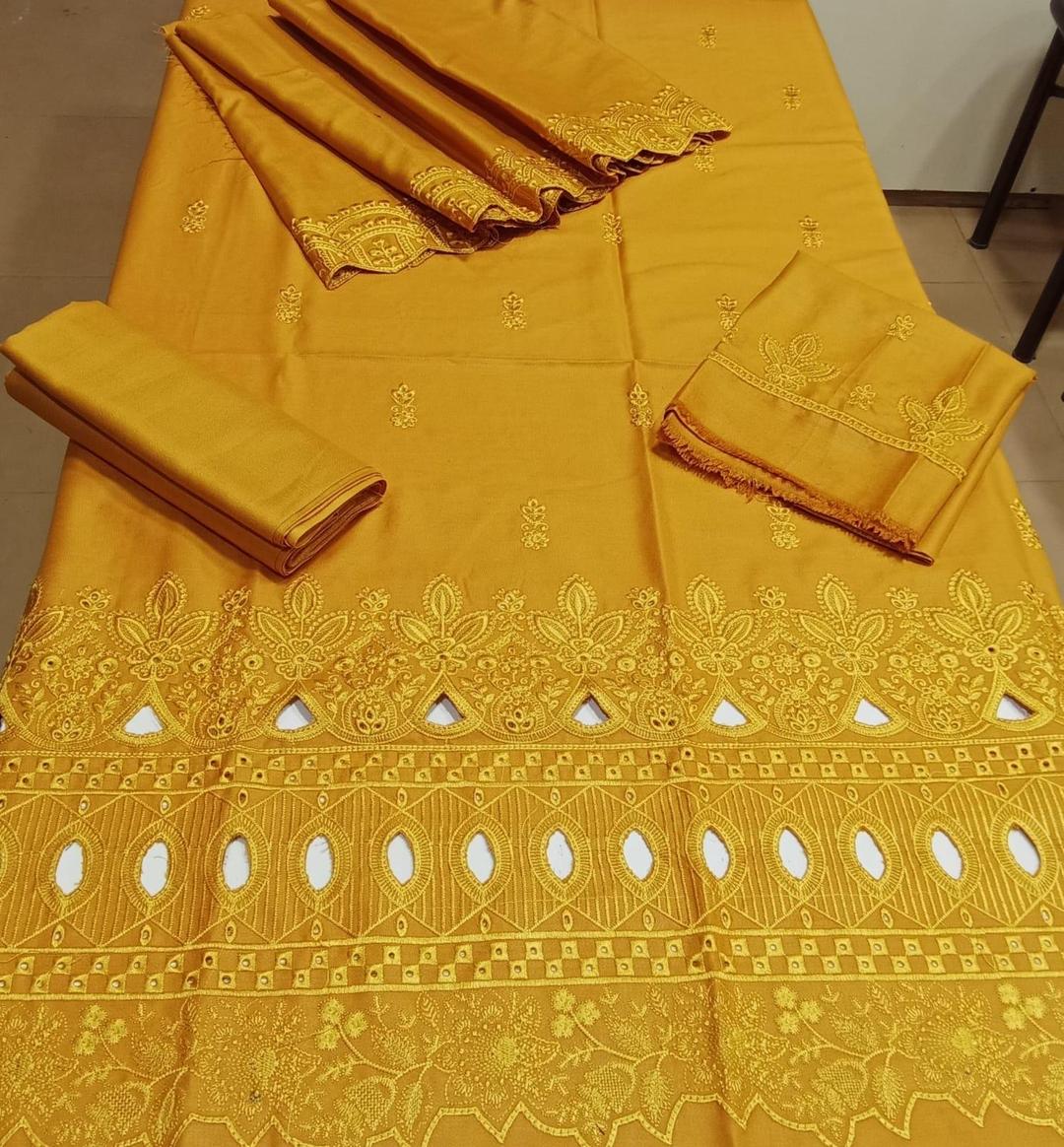 Mustard 3-Piece Dhanak Suit for Women - Image 2