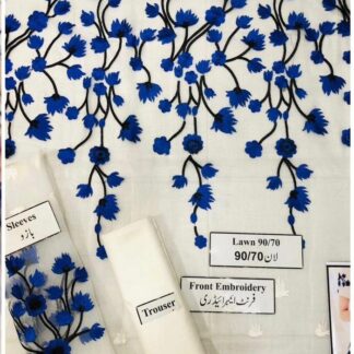Women's Organza Embroidered Suit Blue Floral Eid Wedding