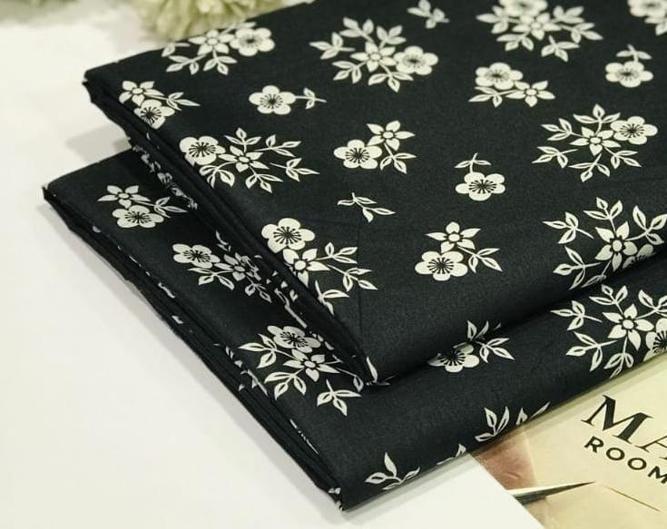 Women Printed Suit Black Floral Polo Cotton Daily Wear - Image 3