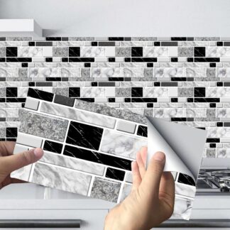 Modern Marble Wall Sticker Set Black White Gray