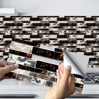 Black Gold Marble Wall Stickers for Kitchen & Bathroom