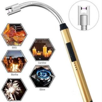 Electric Lighter Gold Stainless Steel Flexible Neck