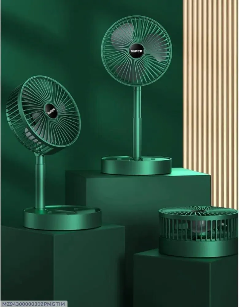 Rechargeable Green Foldable Fan for Home Office - Image 2